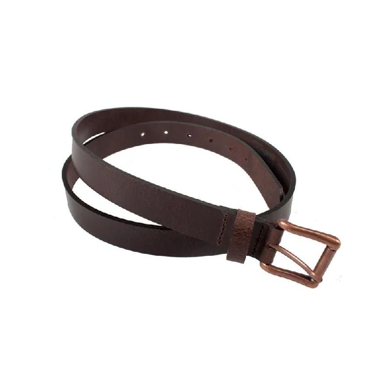 wide leather waist belt with metal buckle for dresses -Belt - Buffalo Leather - Brown