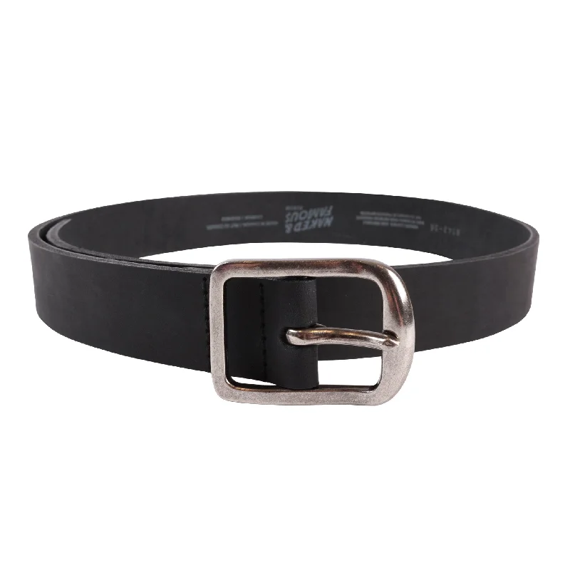 wide leather waist belt for trendy work pants -Thick Belt - 7mm Bovine Leather - Black