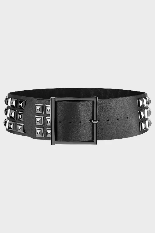 leather belt with metallic details for casual pants -Screamer Belt [PLUS]