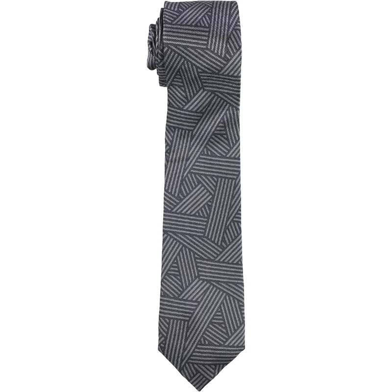 affordable silk necktie options for business wear-Alfani Mens Geometric Self-tied Necktie, Grey, One Size - One Size