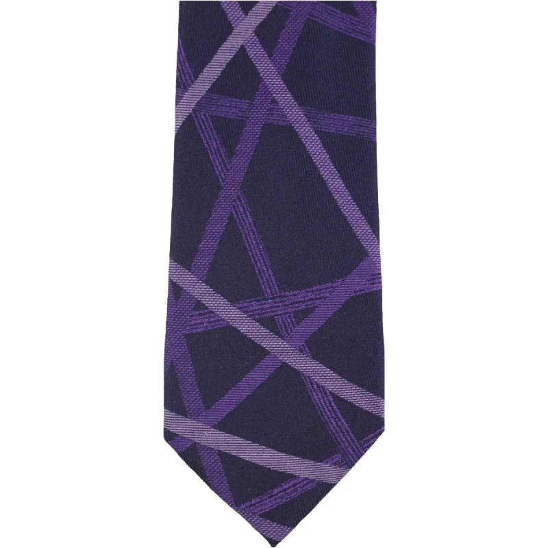 modern silk necktie designs for business wear-Alfani Mens Geometric Silk Slim Self-tied Necktie, Purple, One Size - One Size