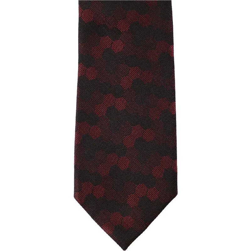 silk necktie options for office wear-Alfani Mens Hexagon Self-tied Necktie, Red, One Size - One Size