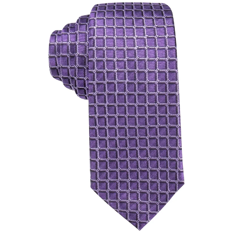 premium silk necktie ideas for business events-Alfani Mens Leonard Grid Self-Tied Necktie - One Size