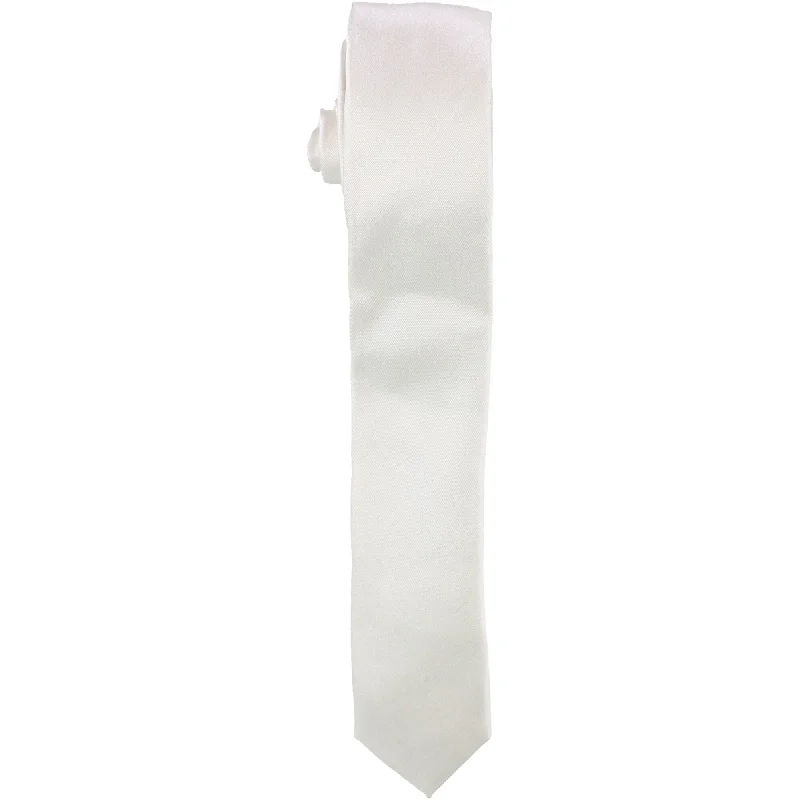 silk necktie designs for office events-Alfani Mens Solid Skinny Self-tied Necktie, White, One Size - One Size