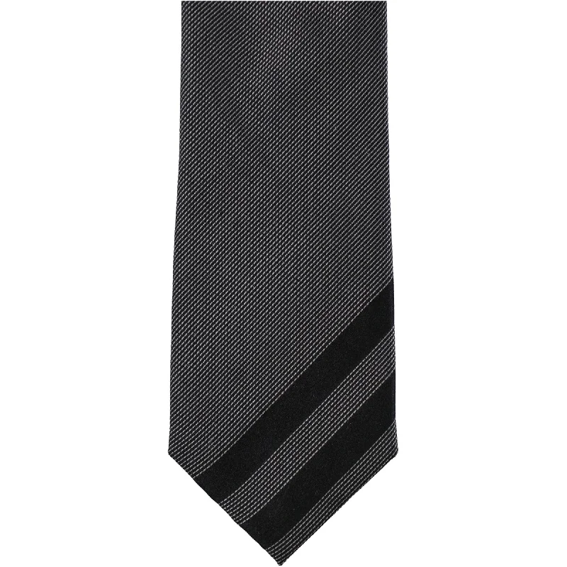 luxury silk bow ties for business wear-Alfani Mens Two Striped Self-tied Necktie, Black, One Size - One Size