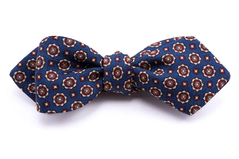 elegant wedding necktie designs for men-Blue Neats Madder Silk Bow Tie