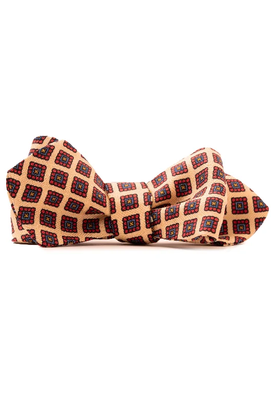 affordable designer silk bow ties-Buff Micropattern Madder Silk Bow Tie