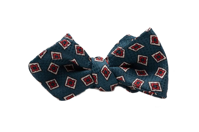 premium silk bow ties for wedding parties-Aqua Green Jacquard Woven Bow Tie