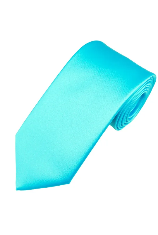 slim-fit silk neckties for office wear-Aqua Satin Skinny Neck Tie