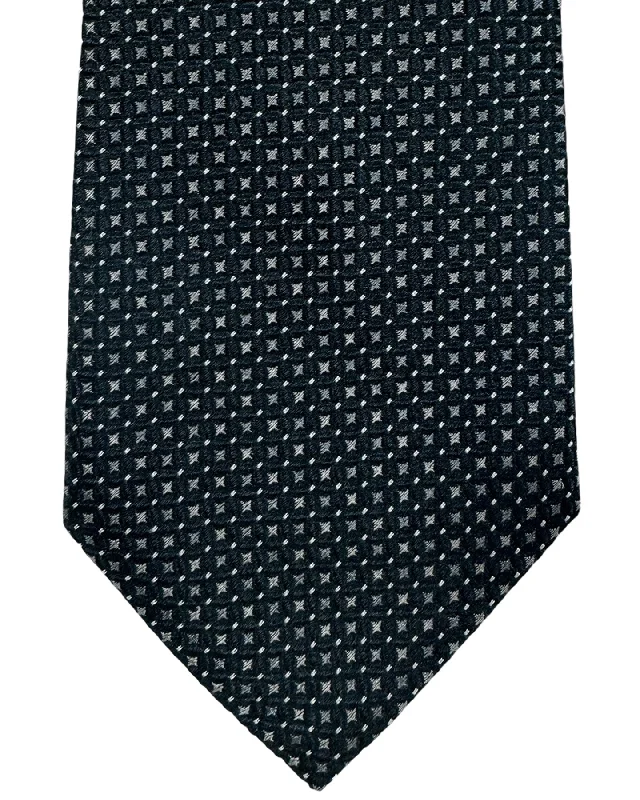 unique wedding silk necktie ideas-Armani Silk Tie Black Gray Micro Pattern