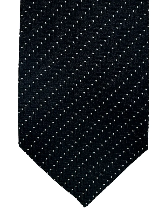 elegant silk necktie colors for weddings-Armani Silk Tie Black Silver Stripes