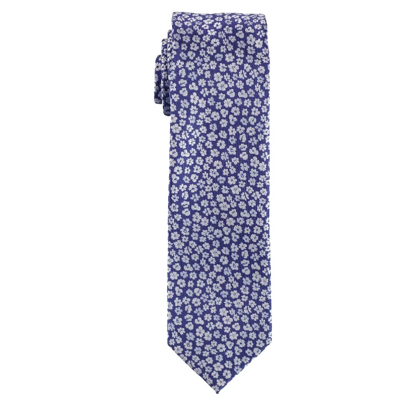 stylish silk ties for wedding parties-bar III Mens Elizabeth Floral Self-tied Necktie, Blue, One Size - One Size