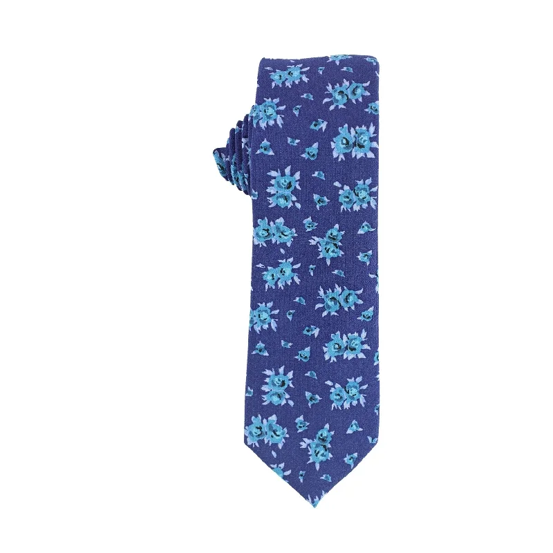 stylish business silk necktie ideas-bar III Mens Floral Self-tied Necktie, Blue, One Size - One Size