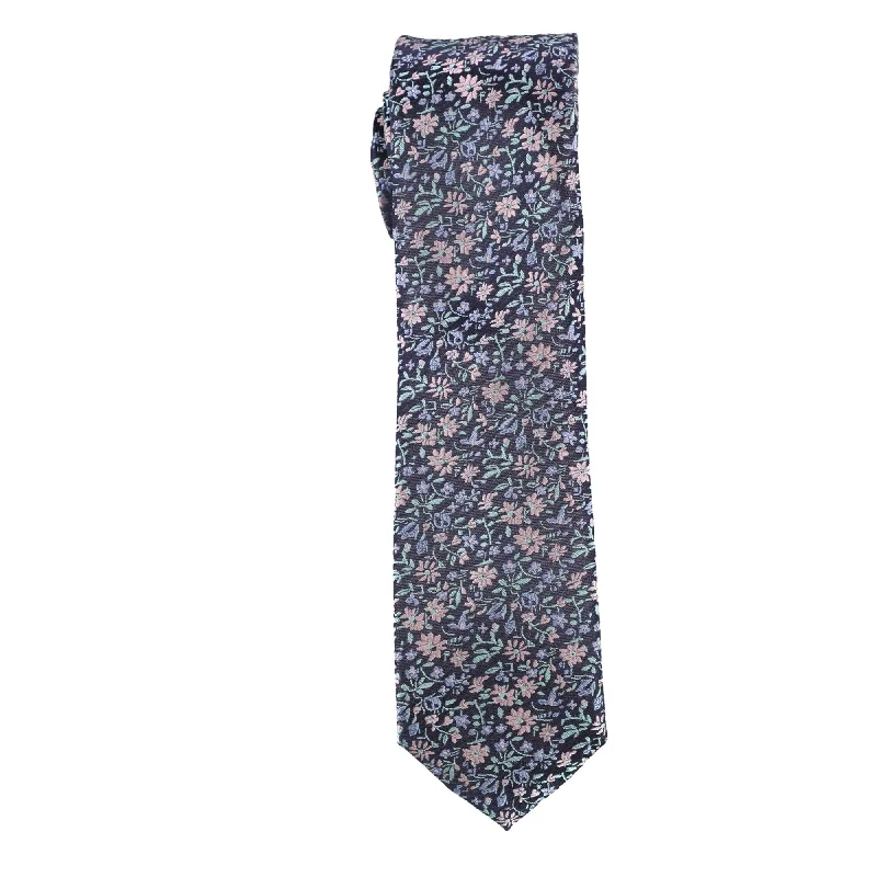 vibrant wedding necktie colors for men-bar III Mens Floral Skinny Self-tied Necktie, Blue, One Size - One Size