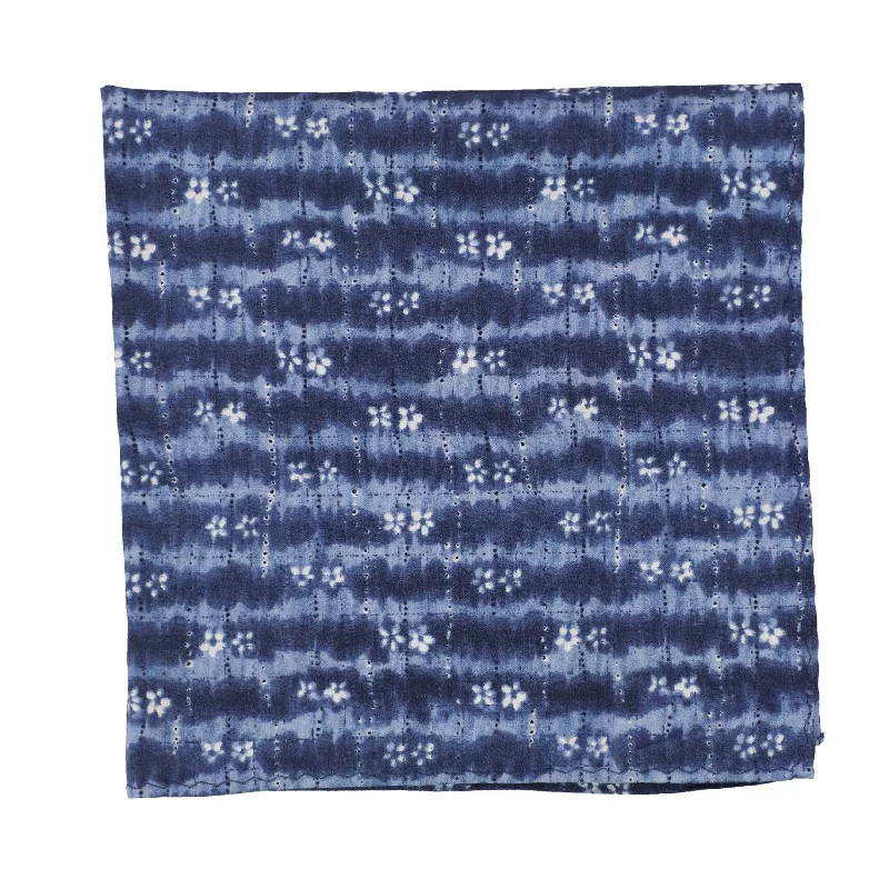 affordable silk necktie sets for office wear-bar III Mens Indigo Tie Dye Pocket Square, Blue, One Size - One Size