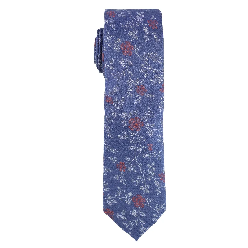 premium designer silk wedding ties-Bar Iii Mens Takoma Floral Self-Tied Necktie - One Size