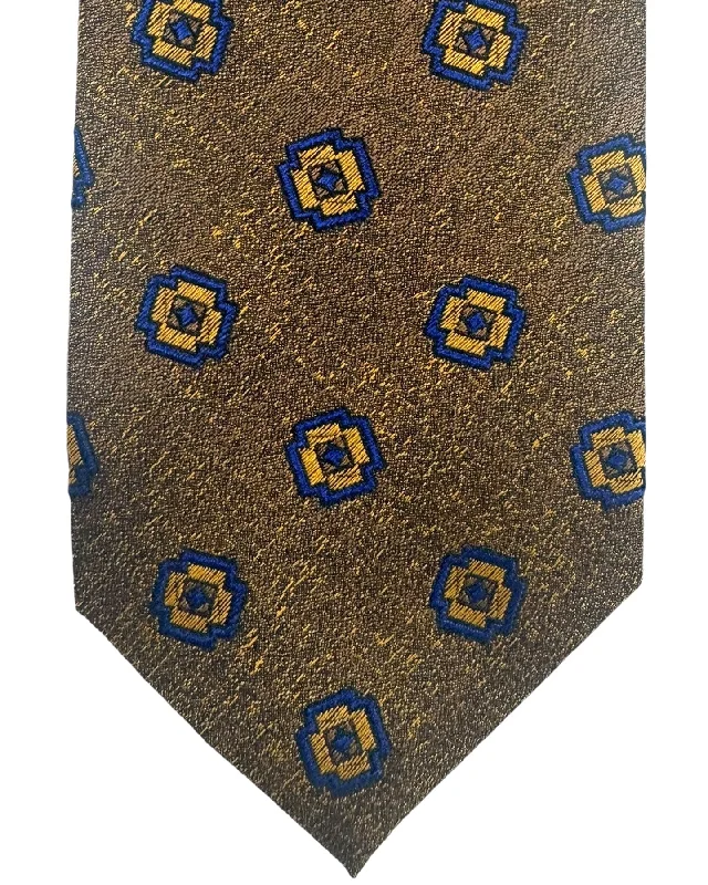 premium silk necktie styles for business wear-Barba Sevenfold Tie Brown Navy Geometric Design - Sartorial Neckwear