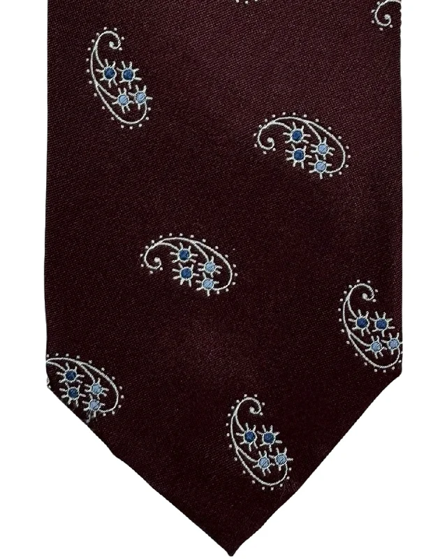 affordable silk wedding tie packs-Barba Sevenfold Tie Brown Paisley Design - Sartorial Neckwear