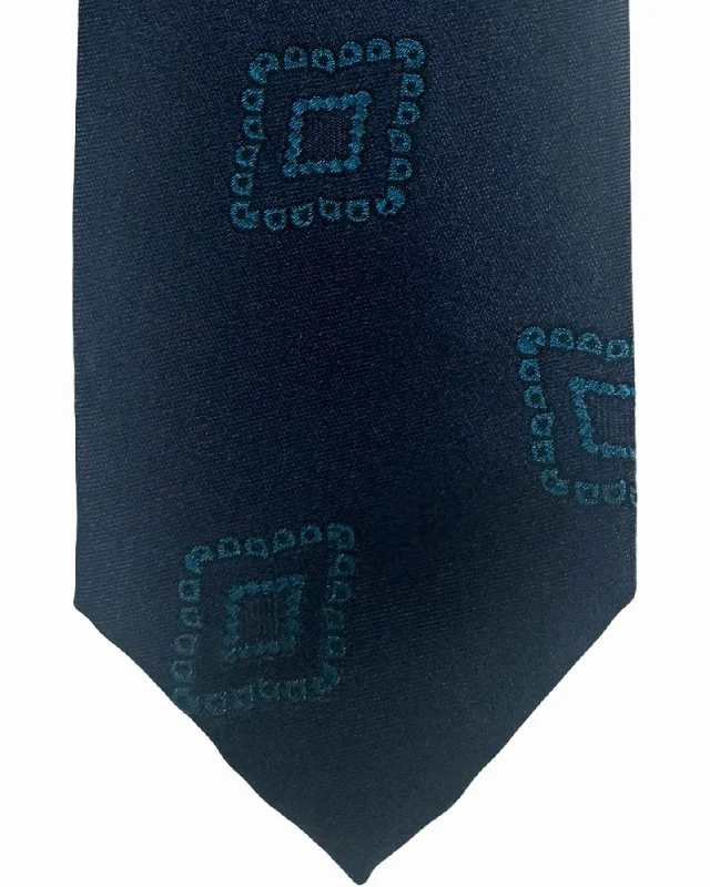 business silk necktie designs for weddings-Barba Sevenfold Tie Dark Blue Turquoise Geometric