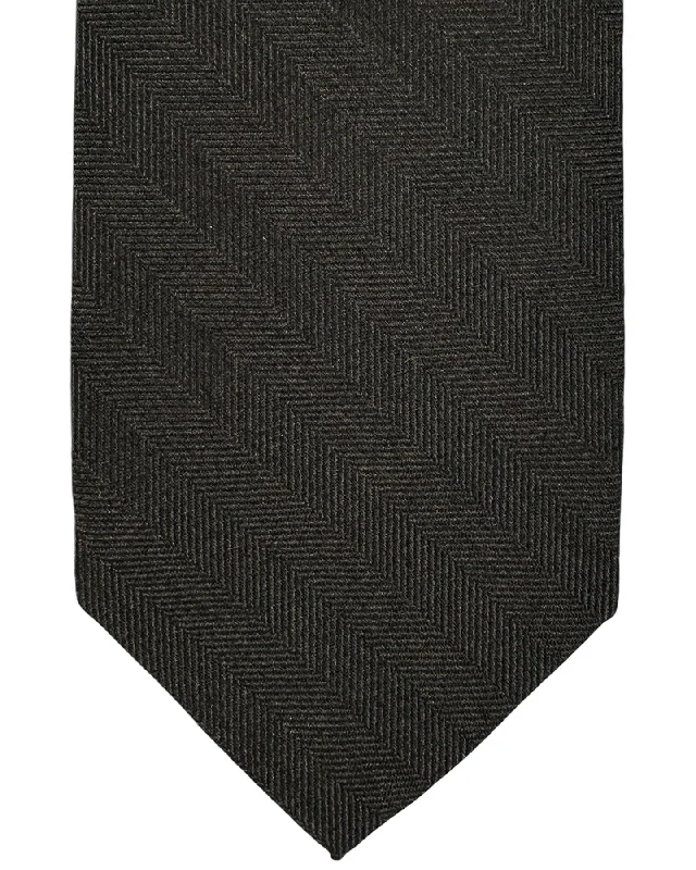 elegant wedding silk necktie designs for men-Barba Sevenfold Tie Dark Brown Chevron Design - Sartorial Neckwear