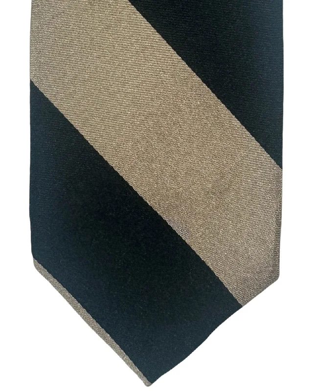 stylish silk necktie designs for formal events-Barba Sevenfold Tie Black Taupe Stripes Design - Sartorial Neckwear