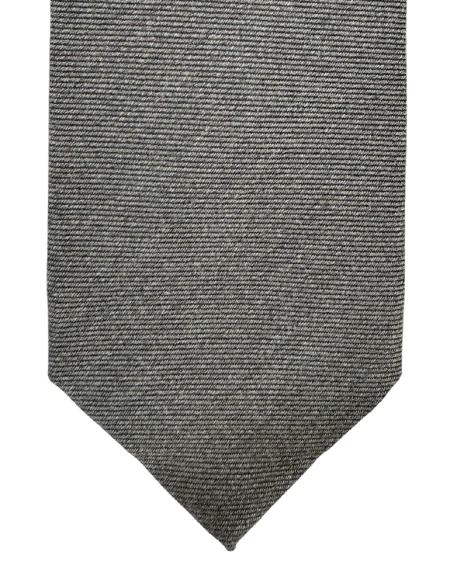 designer silk necktie packs for weddings-Barba Sevenfold Tie Gray Grosgrain Design - Sartorial Neckwear