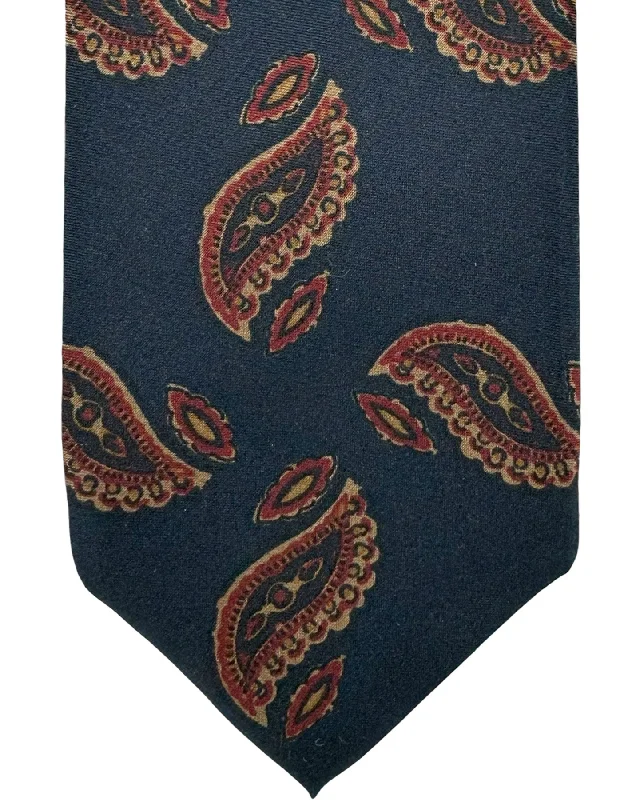 stylish silk necktie ideas for office meetings-Barba Sevenfold Tie Midnight Blue Maroon Ornamental Design - Sartorial Neckwear