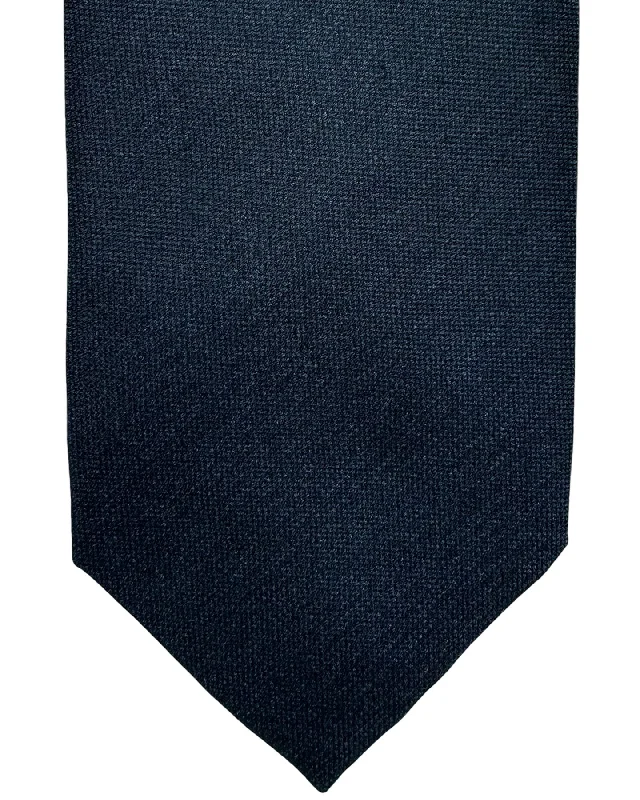 luxury silk necktie packs for weddings-Barba Sevenfold Tie Dark Blue Solid Design - Sartorial Neckwear