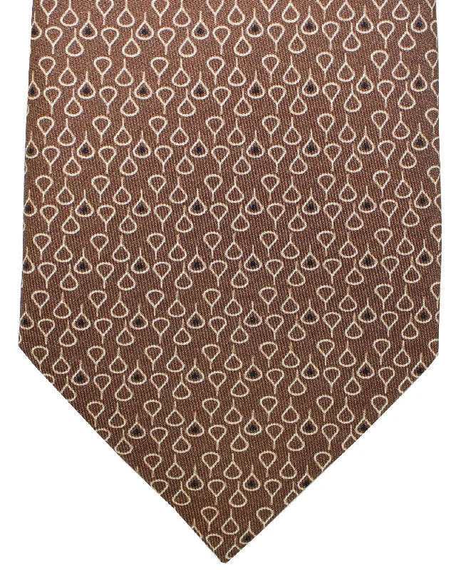 unique silk necktie colors for men-Battistoni Silk Tie Brown Design SALE