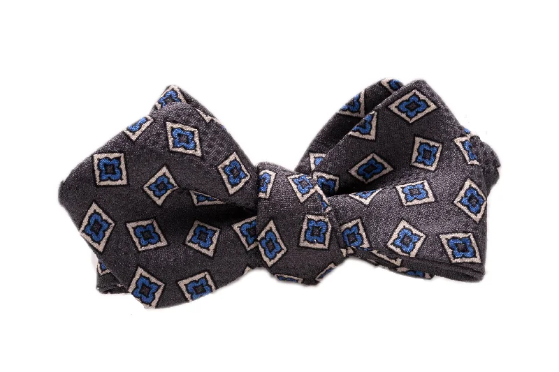 affordable silk necktie sets for office wear-Battleship Gray & Blue Silk Jacquard Bow Tie