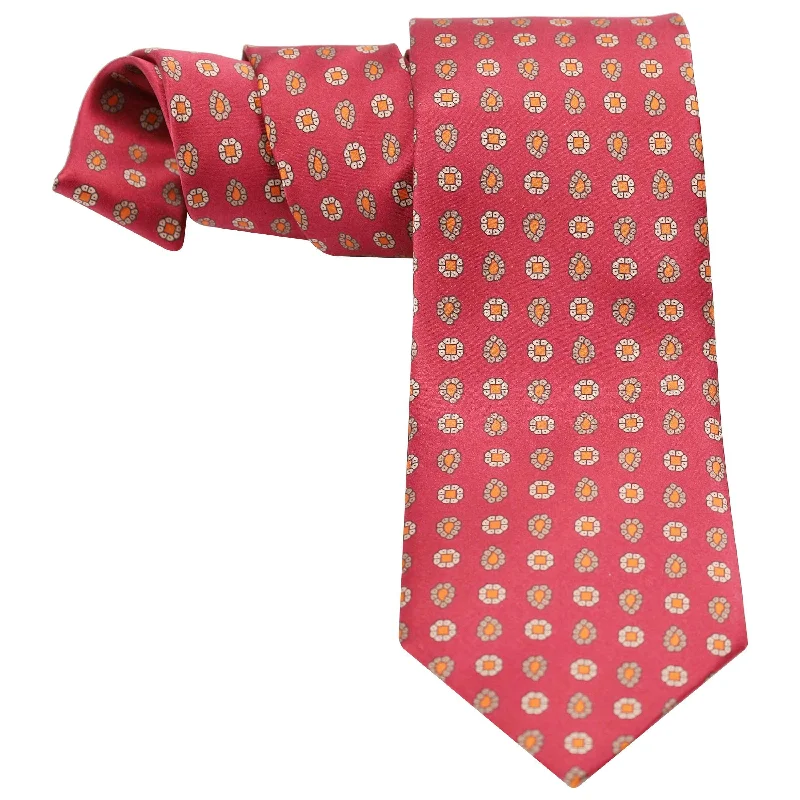 best silk necktie ideas for weddings-BEIGE FOULARD ON SALMON BACKGROUND SILK TIE