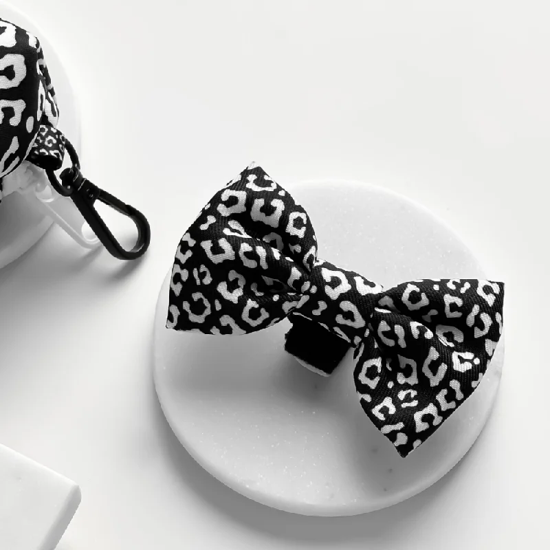 modern wedding necktie sets for men-Black Leopard Bow Tie