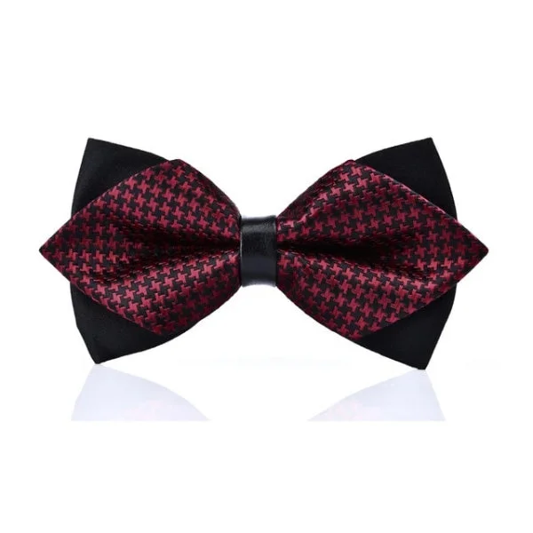 slim silk wedding necktie options-Classy Men Black Red Pre-Tied Diamond Bow Tie