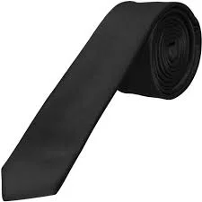 premium silk necktie options for weddings-Black Satin Skinny Neck Tie