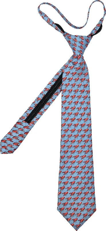 stylish silk necktie ideas for business wear-Crawfish Zip Tie - Blue