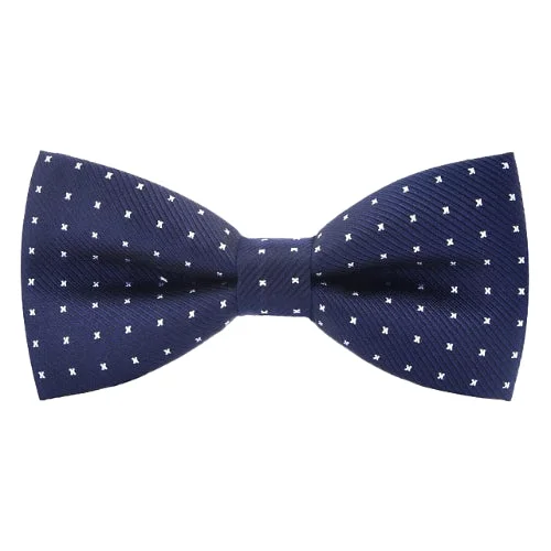 affordable silk necktie combinations for men-Classy Men Blue Dotted Bow Tie