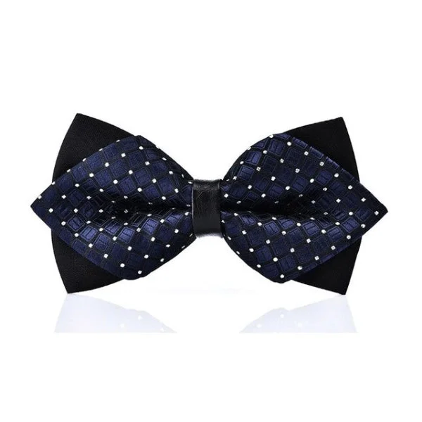 stylish silk necktie combinations for weddings-Classy Men Blue Dotted Pre-Tied Diamond Bow Tie