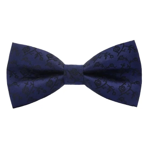 elegant business silk necktie designs-Classy Men Blue Floral Bow Tie