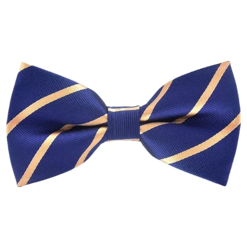 vibrant silk necktie combinations for weddings-Classy Men Gold Striped Bow Tie