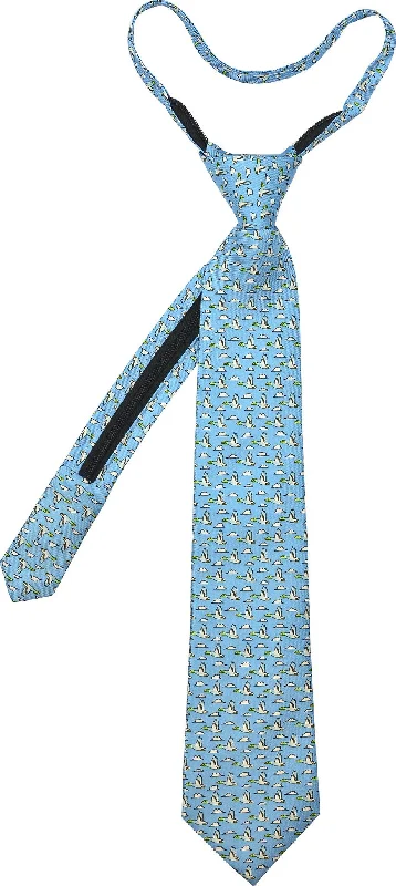 premium silk ties for office wear-Mallard Zip Tie - Blue