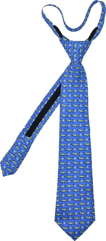 trendy office silk necktie options-Marlins & Stars Zip Tie - Blue