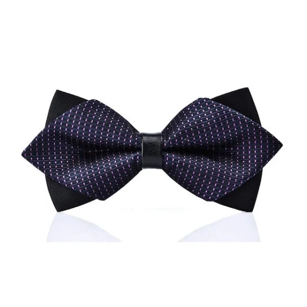 trendy silk bow tie styles for men-Classy Men Blue Pattern Pre-Tied Diamond Bow Tie