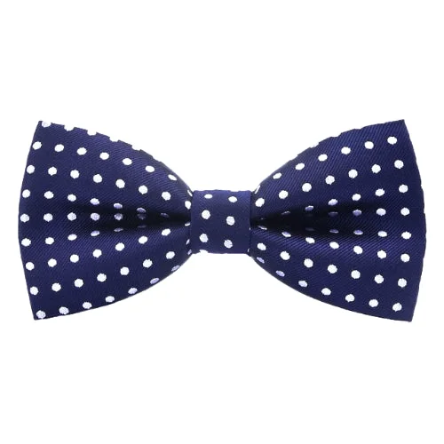 elegant silk necktie combinations for weddings-Classy Men Blue Polka Dot Bow Tie