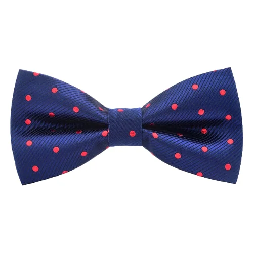 premium silk wedding necktie ideas-Classy Men Blue Red Dotted Bow Tie