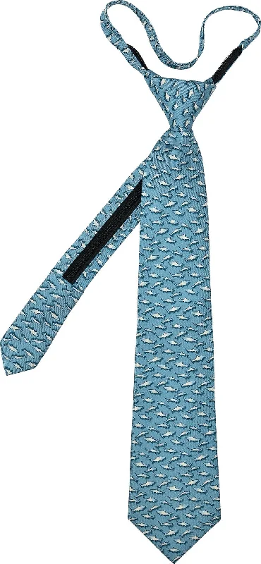 silk necktie designs for professional wear-Shark Zip Tie - Blue