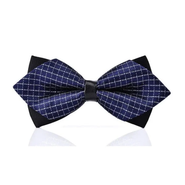 unique necktie designs for office wear-Classy Men Blue Squared Pre-Tied Diamond Bow Tie