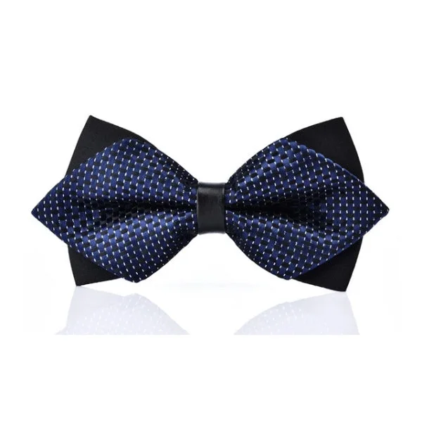 stylish silk ties for office meetings-Classy Men Blue White Pre-Tied Diamond Bow Tie