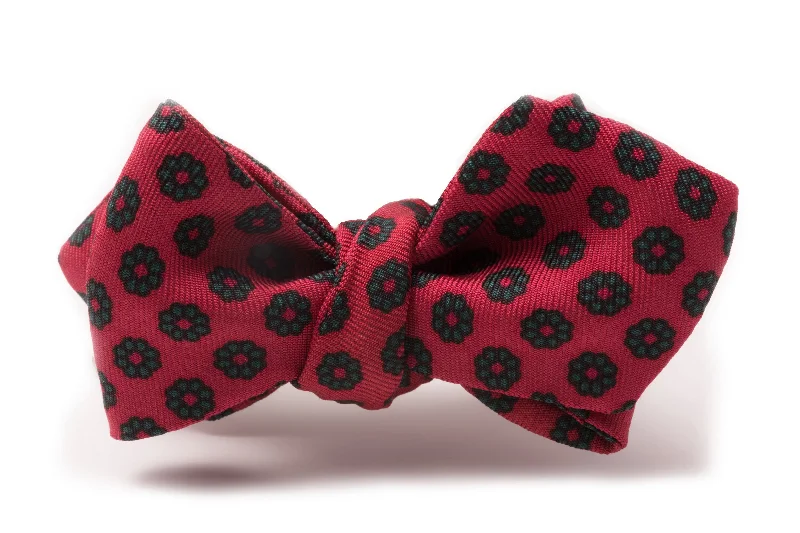 premium silk ties for office wear-Red & Green Neats Madder Silk Bow Tie