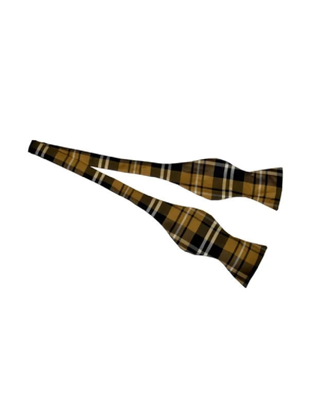 premium silk necktie designs for formal events-Yellow Plaid Self Tie Bow Tie