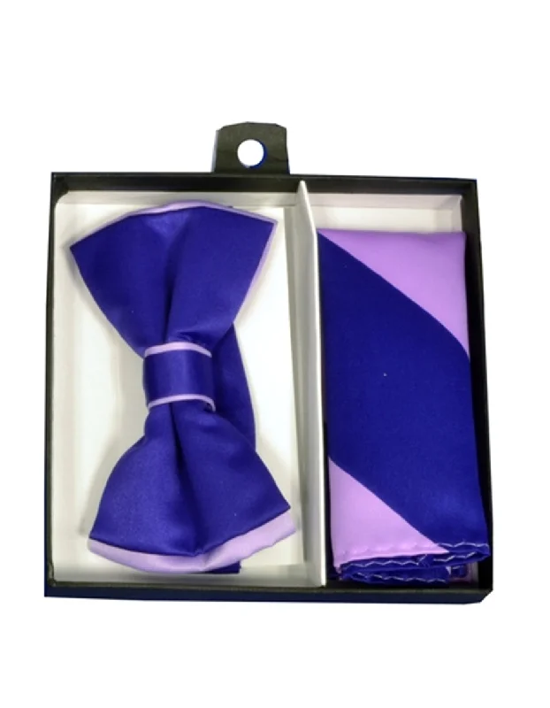 premium silk necktie sets for professional wear-Purple & Lavender Bow Tie Set